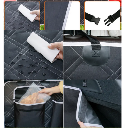 Wasserabweisende Rücksitz-Organizer-Matte für Autos mit Seitentaschen und Aufbewahrungssystem