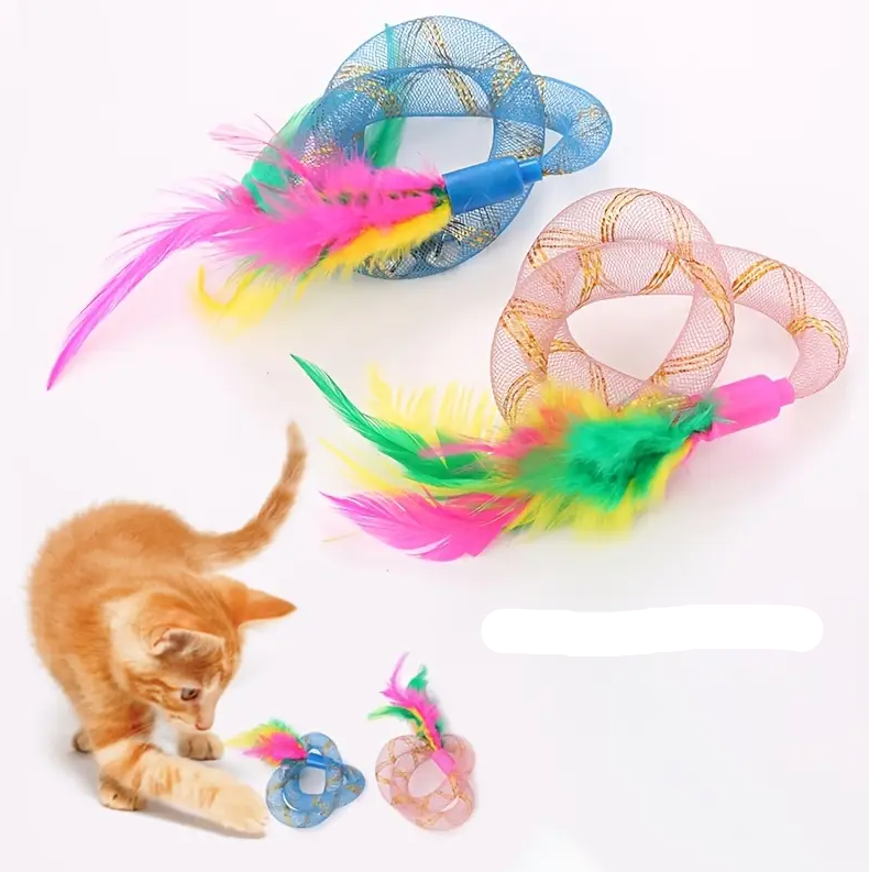 Katzenspielzeug-Set – Federbälle Mit Mesh-ringen