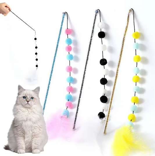 Interaktive Katzenangel Mit Bommeln  Federn – Spielspaß Für Neugierige Katzen