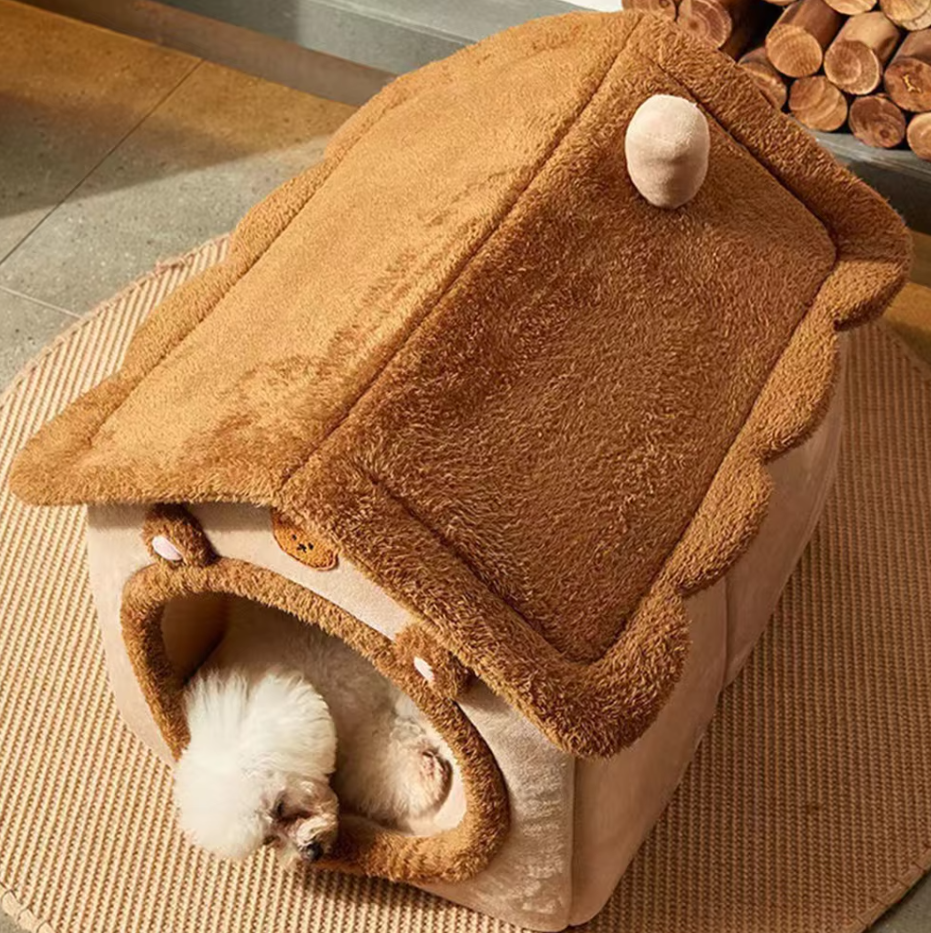Gemütliches Haustierhaus – Weiches  Wärmendes Katzen- und Hundebett mit Kuscheligem Design
