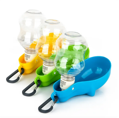 Tragbare Hunde-Trinkflasche mit Schale und Karabiner – Ideal für Spaziergänge und Reisen