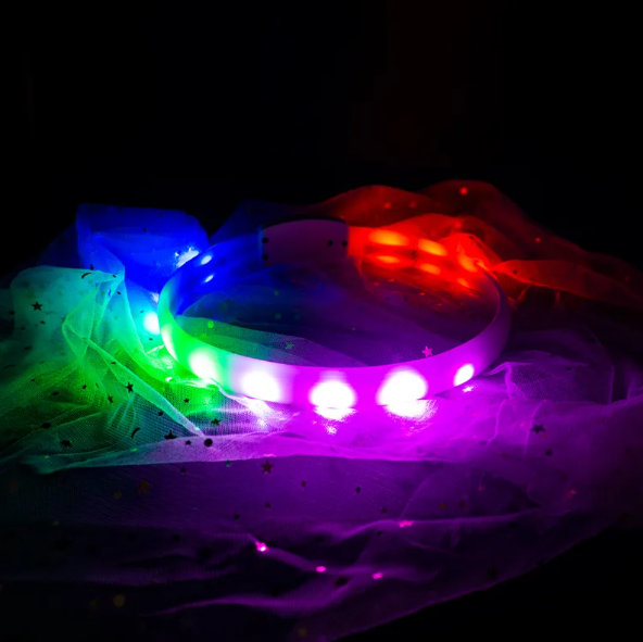 LED-Leuchthalsband für Hunde mit USB-Aufladung und Mehreren Farbmodi – Sichtbarkeit Bei Nacht