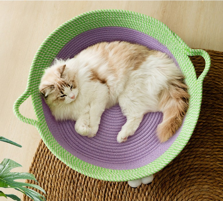 Niedliches Handgewebtes Baumwollseil Katzenbett im Tierdesign