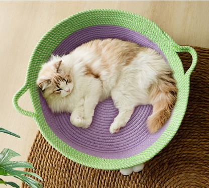 Niedliches Handgewebtes Baumwollseil Katzenbett im Tierdesign