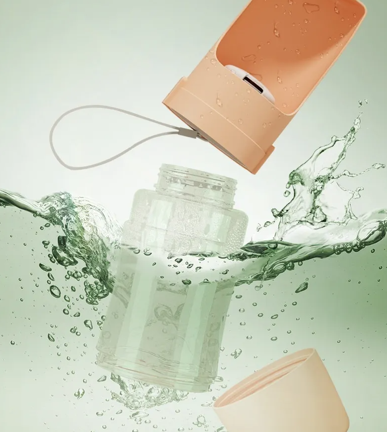 Faltbare Wasserflasche Für Haustiere Mit Futterbehälter