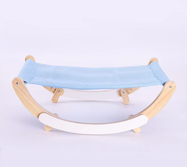 Hängendes Katzenbett Aus Holz – Bequeme Katzenhängematte Modernes Design Grau
