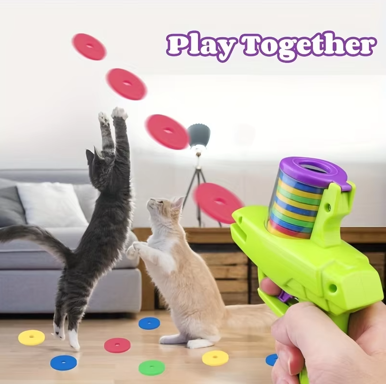 Wurfscheiben-Pistole – Interaktives Katzenspielzeug