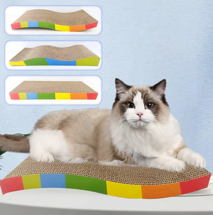 Ergonomischer Kratzliegeplatz für Katzen – Bunte Wellpappe