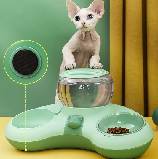 2-in-1 Futternapf für Haustiere mit Automatischem Wasserspender und Rutschfestem Design