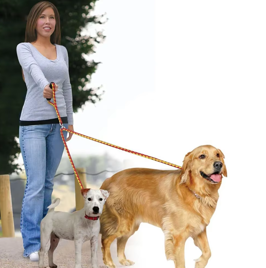 Zwillings Hundeleine Im Karomuster – Robuste Leine für Zwei Hunde