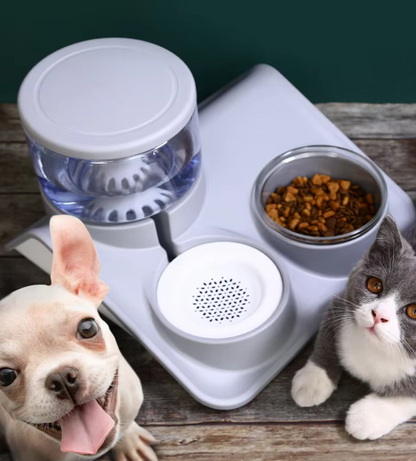 Wasser- und Futternapf für Haustiere – 2-in-1 System mit Praktischer Basis