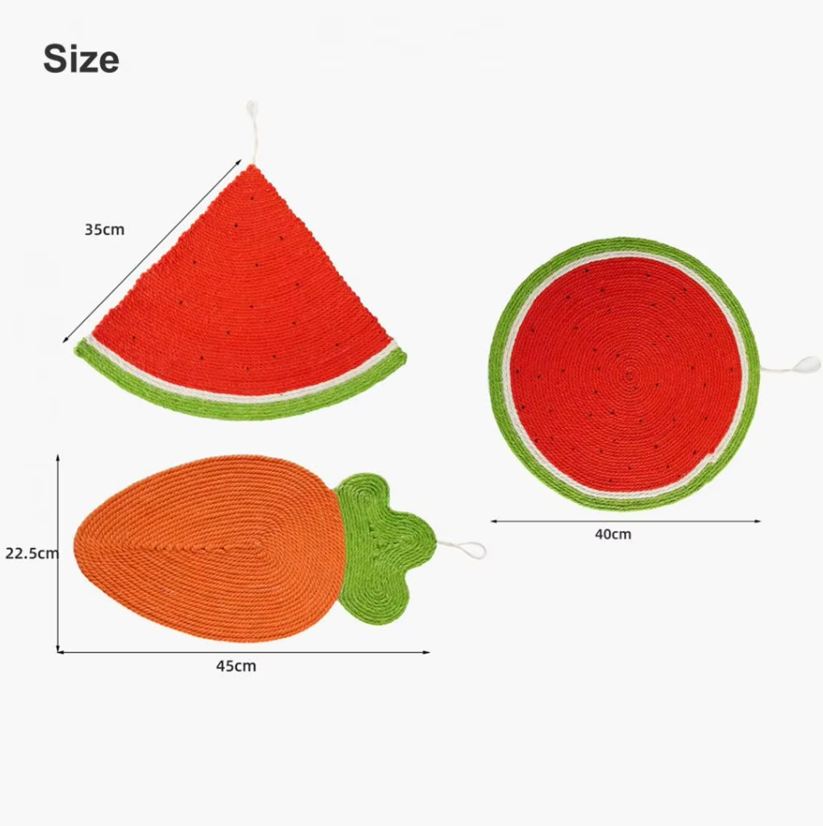 Katzen Kratzmatte In Fruchtform – Wassermelon und Karotten Design