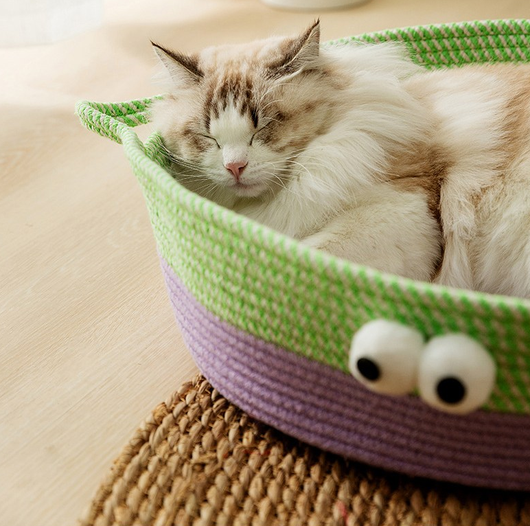 Niedliches Handgewebtes Baumwollseil Katzenbett im Tierdesign