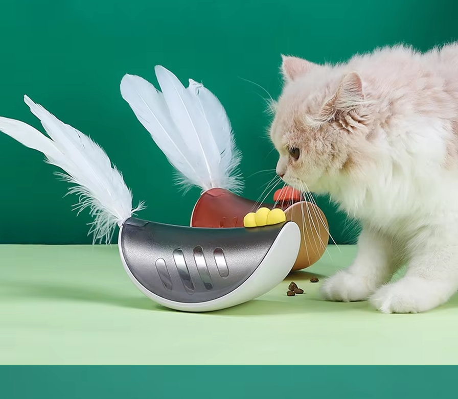 Interaktives Katzenspielzeug mit Feder und Snackfunktion für Aktive Beschäftigung