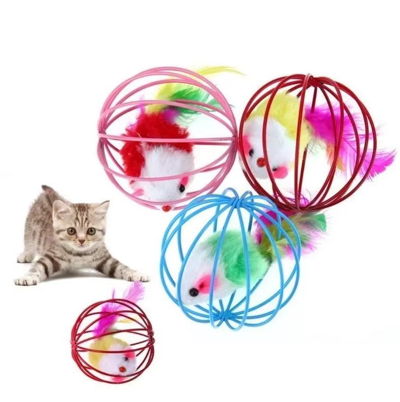 Katzenspielzeug Maus Im Käfig Mit Federschwanz