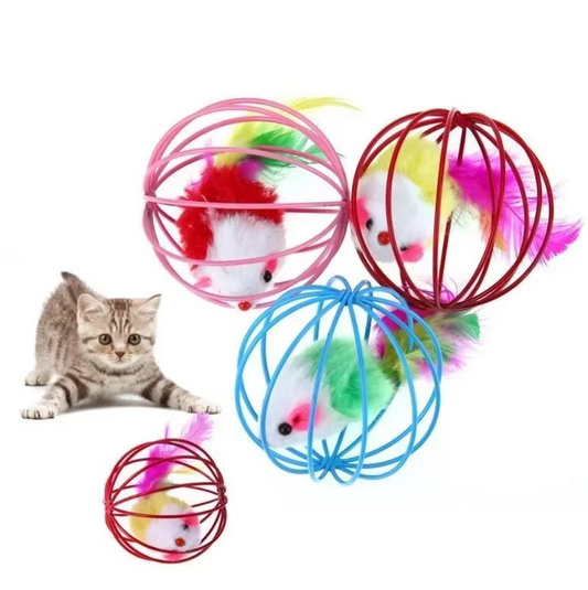 Katzenspielzeug Maus Im Käfig Mit Federschwanz