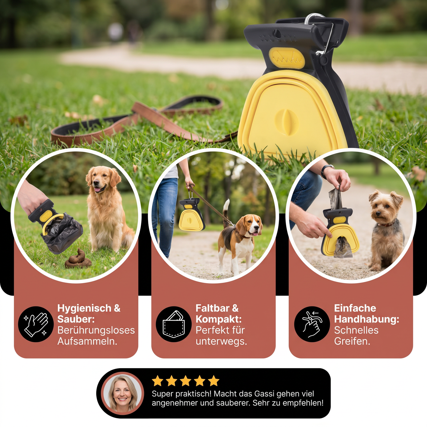 Tragbarer Hunde-Kotgreifer – Faltbar, hygienisch & perfekt für unterwegs