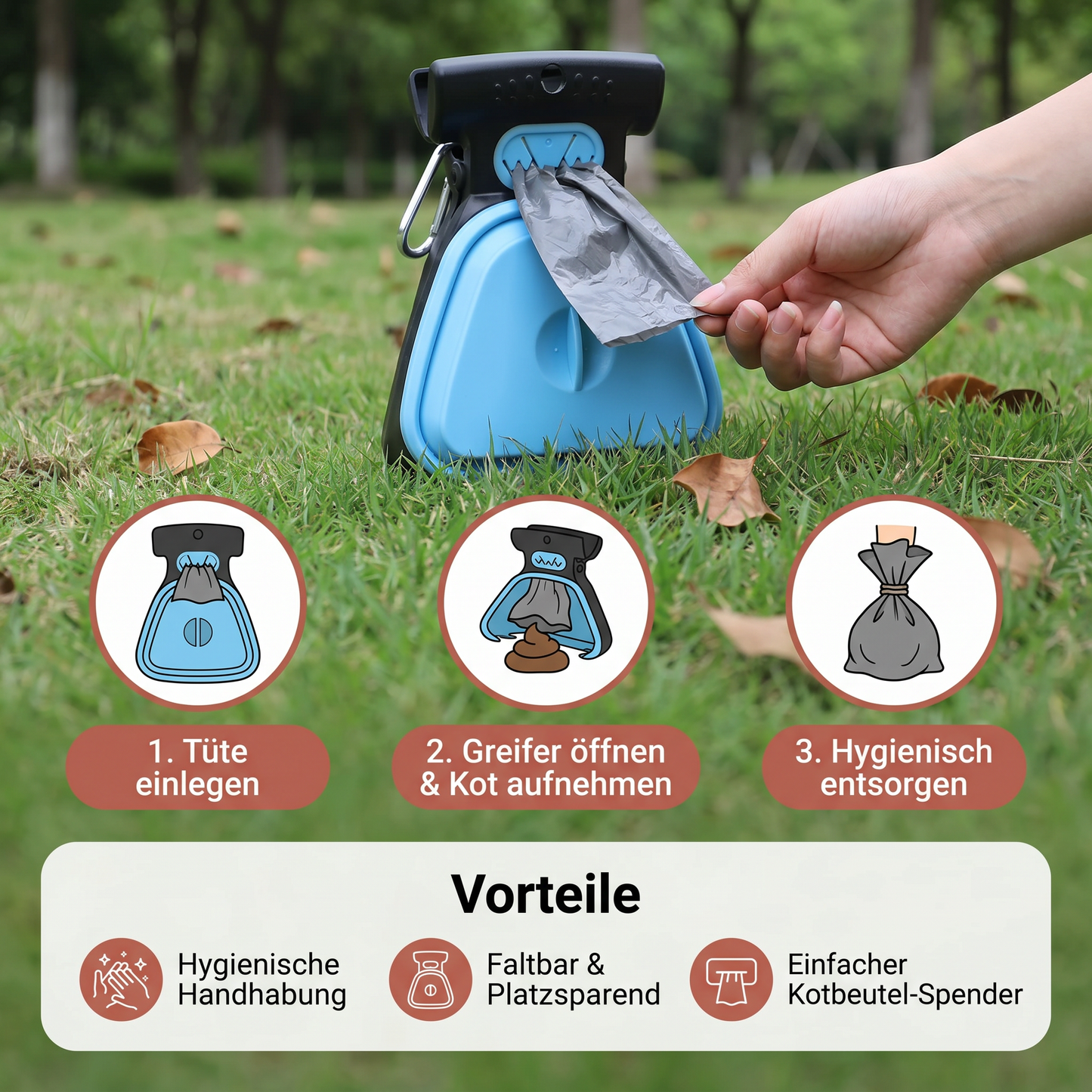 Tragbarer Hunde-Kotgreifer – Faltbar, hygienisch & perfekt für unterwegs