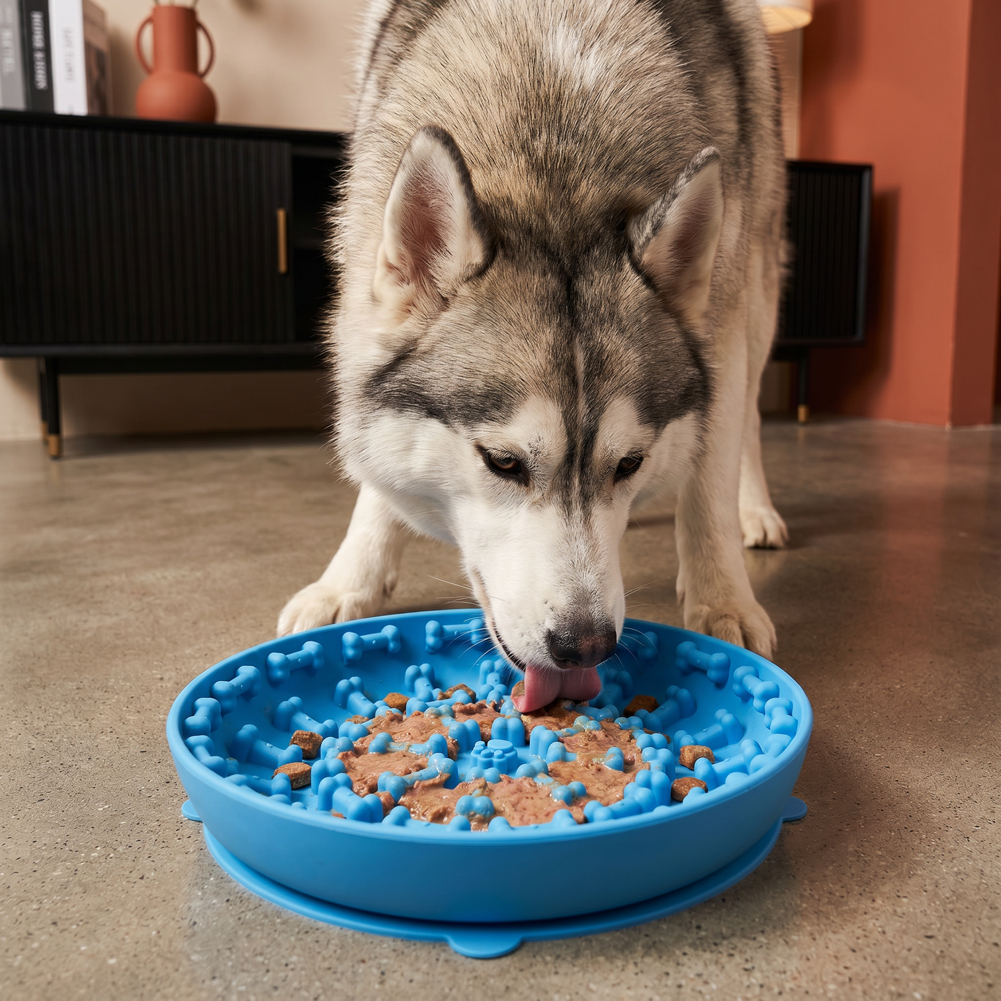 Anti-Schlingnapf für Hunde – Schleckmatte aus lebensmittelechtem Silikon mit Saugnäpfen