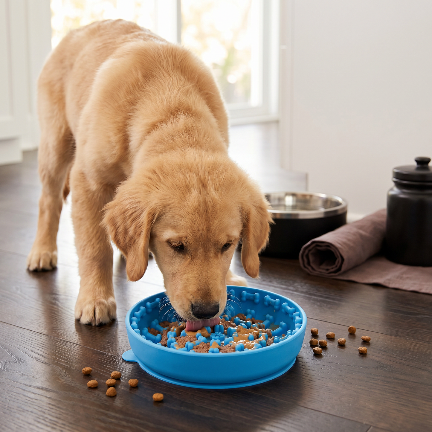 Anti-Schlingnapf für Hunde – Schleckmatte aus lebensmittelechtem Silikon mit Saugnäpfen
