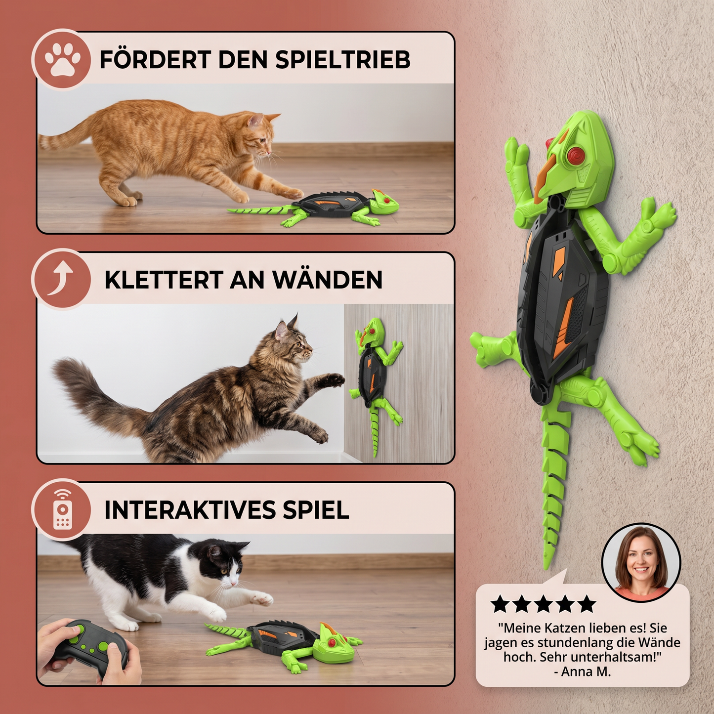 Ferngesteuertes Wand Kletterndes Eidechsen Spielzeug für Katzen