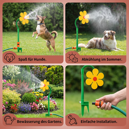 Drehender Sonnenblumen Sprinkler für Hunde