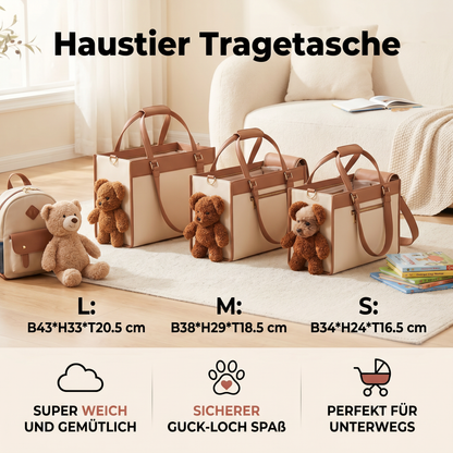 Haustier Tragetasche mit Teddybär Guck-Loch Fenster