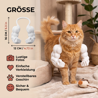 Muskelarm Katzenkostüm mit Geschirr für Lustige Fotos und Verkleidung