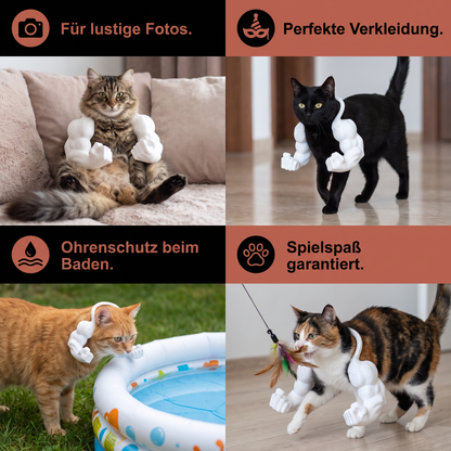 Muskelarm Katzenkostüm mit Geschirr für Lustige Fotos und Verkleidung