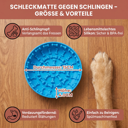 Anti-Schlingnapf für Hunde – Schleckmatte aus lebensmittelechtem Silikon mit Saugnäpfen