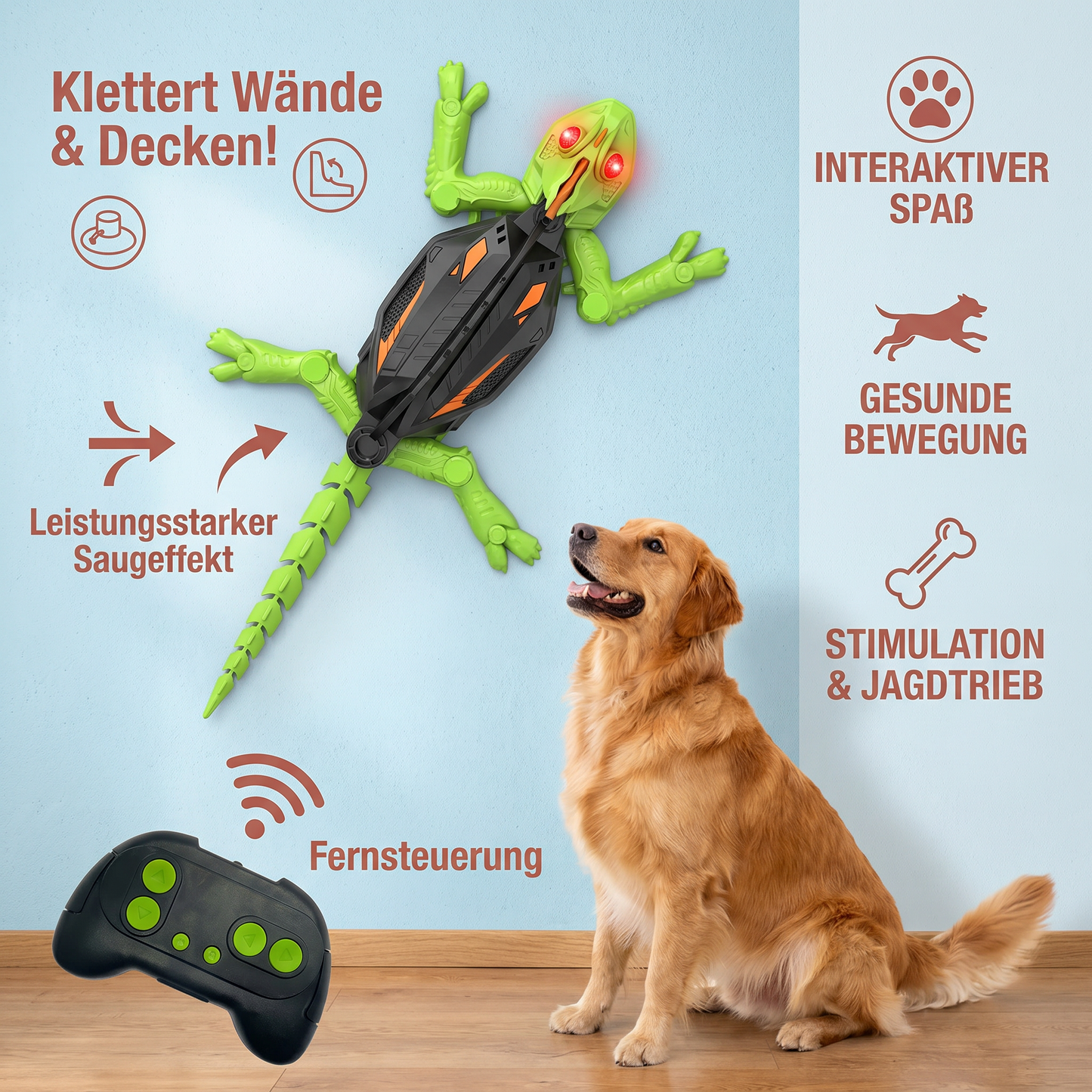 Ferngesteuertes Wand Kletterndes Eidechsen Spielzeug für Hunde