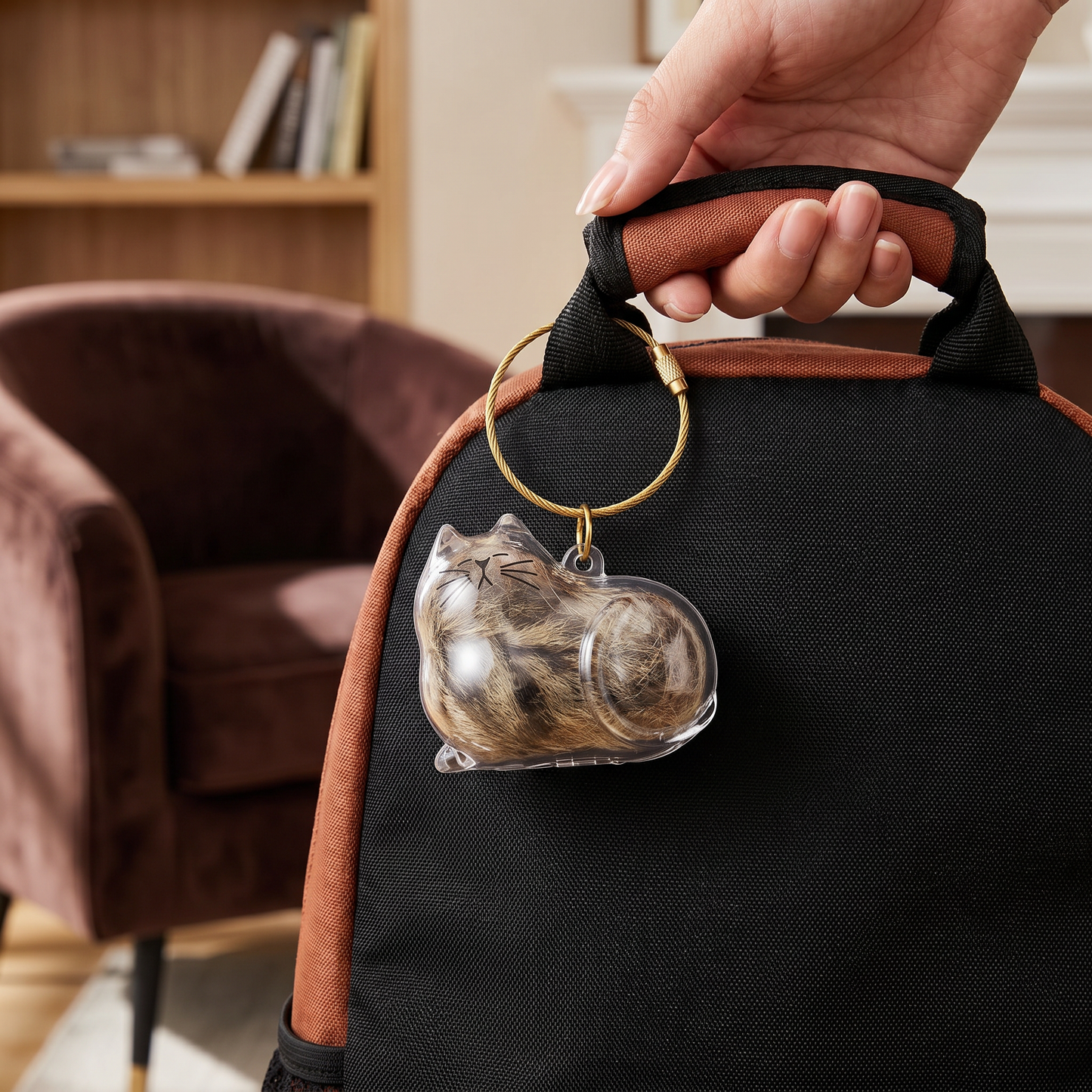 Niedliche Transparente Katzenhaar-Kapsel als Schlüsselanhänger & Erinnerungsstück