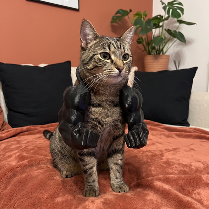 Muskelarm Katzenkostüm mit Geschirr für Lustige Fotos und Verkleidung