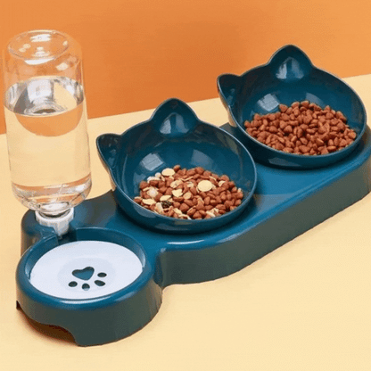 Mehrzweck Katzennapf mit 3 Schalen – Anti-Rutsch Design für Wasser Snacks und Futter