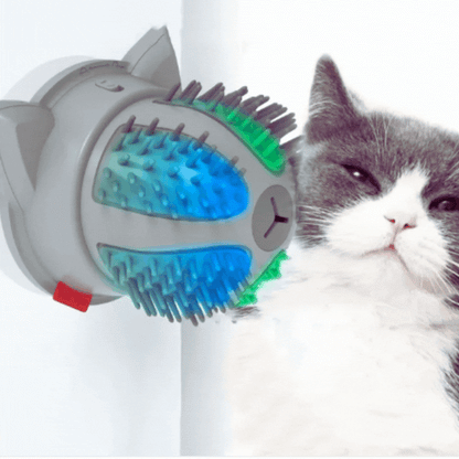 Elektrische Selbstmassage-Bürste für Katzen mit Catnip-Fach und Dual-Stromversorgung