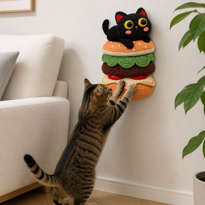 2-in-1 Gewebte selbstklebende Katzen-Kratzmatte & Möbelschutz mit interaktivem Spielzeug