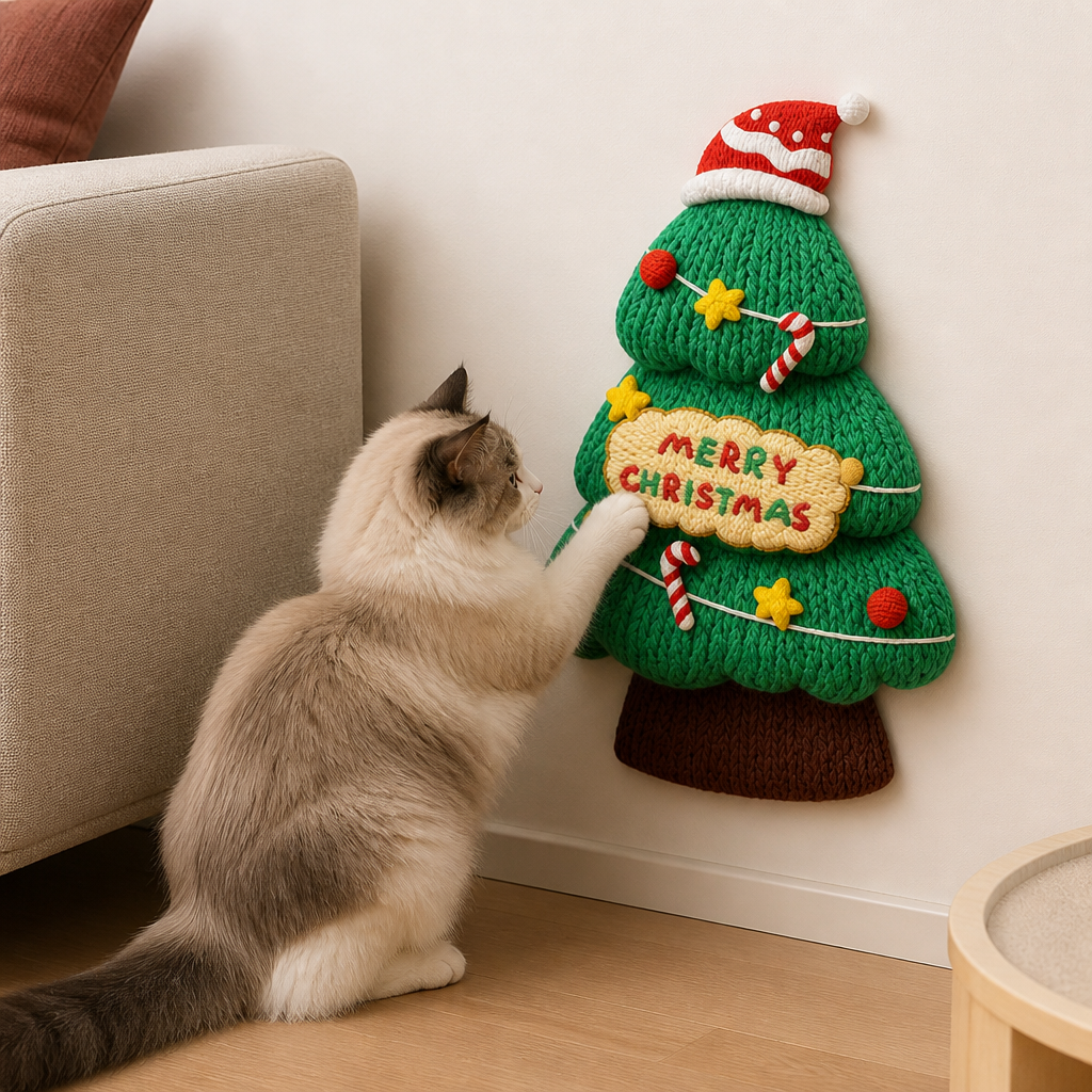 2-in-1 Gewebte selbstklebende Katzen-Kratzmatte & Möbelschutz mit interaktivem Spielzeug