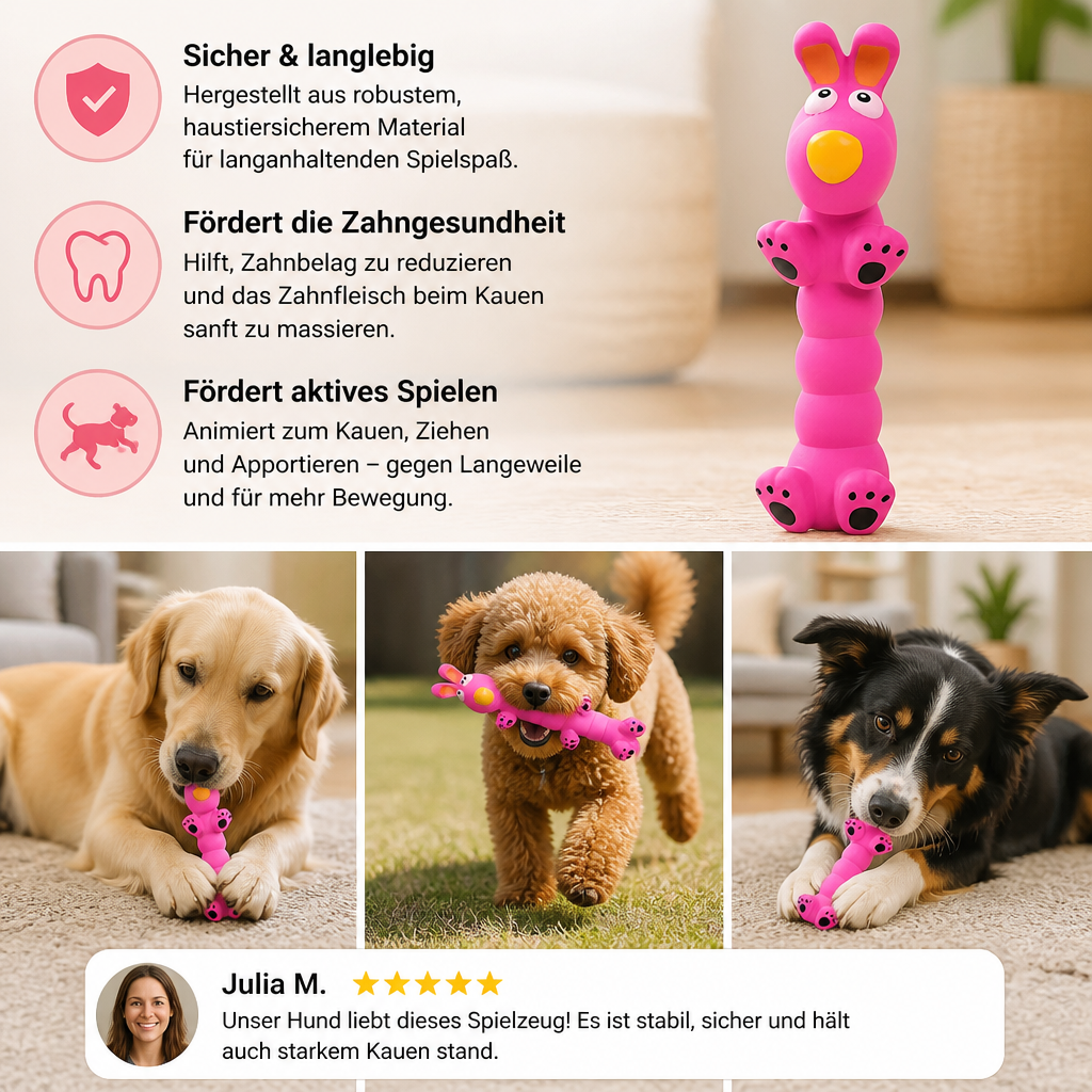 Flexibles Hundekauspielzeug in Tierform