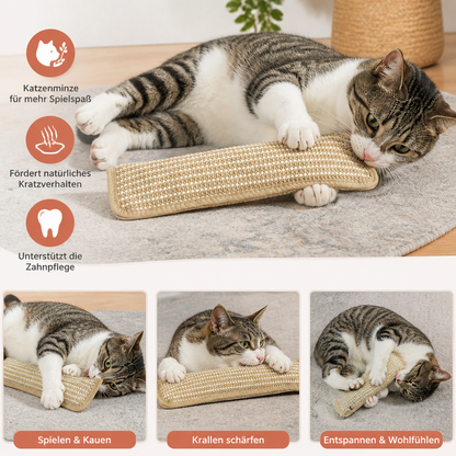 Natürliches Sisal-Katzenkissen & Kratzspielzeug mit Katzenminze – Kauspielzeug zur Zahnpflege