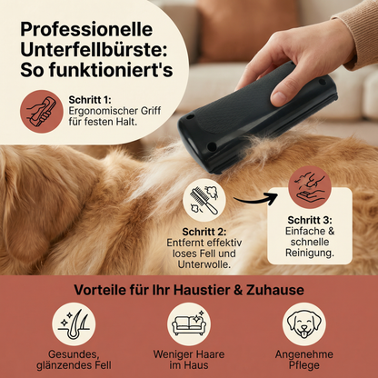 Professionelle Unterfellbürste für Haustiere – Effektiver Fellentferner mit ergonomischem Griff