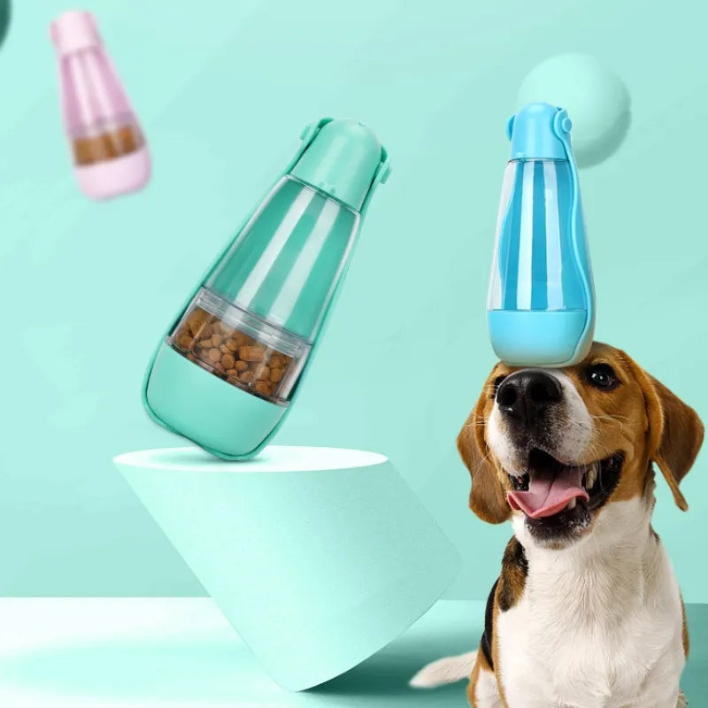 Trinkflasche für Hunde – Wasserflasche für Unterwegs mit Futternapf