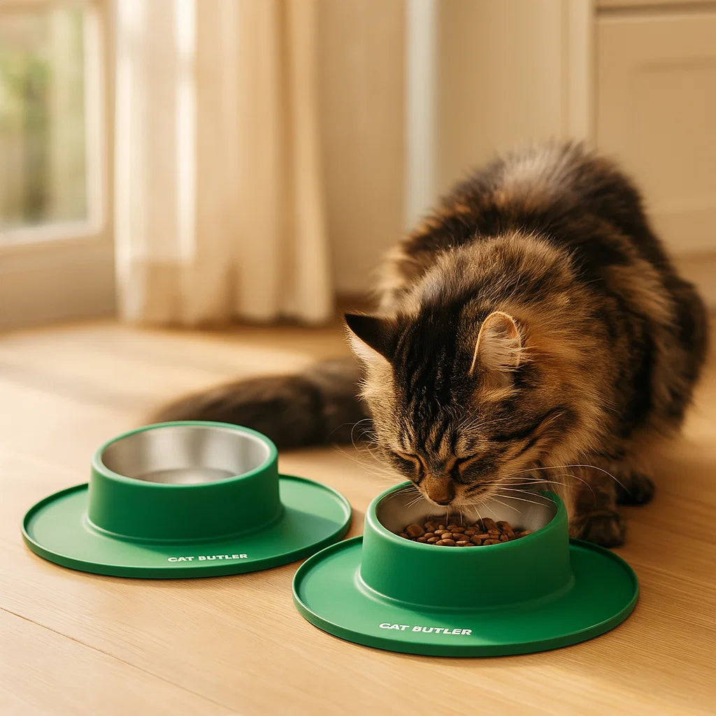 Rutschfeste und Auslaufsichere Edelstahl Futter Schüssel für Katzen