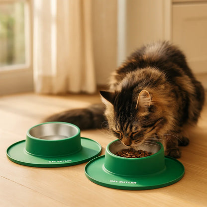 Rutschfeste und Auslaufsichere Edelstahl Futter Schüssel für Katzen