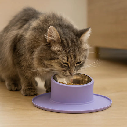 Rutschfeste und Auslaufsichere Edelstahl Futter Schüssel für Katzen