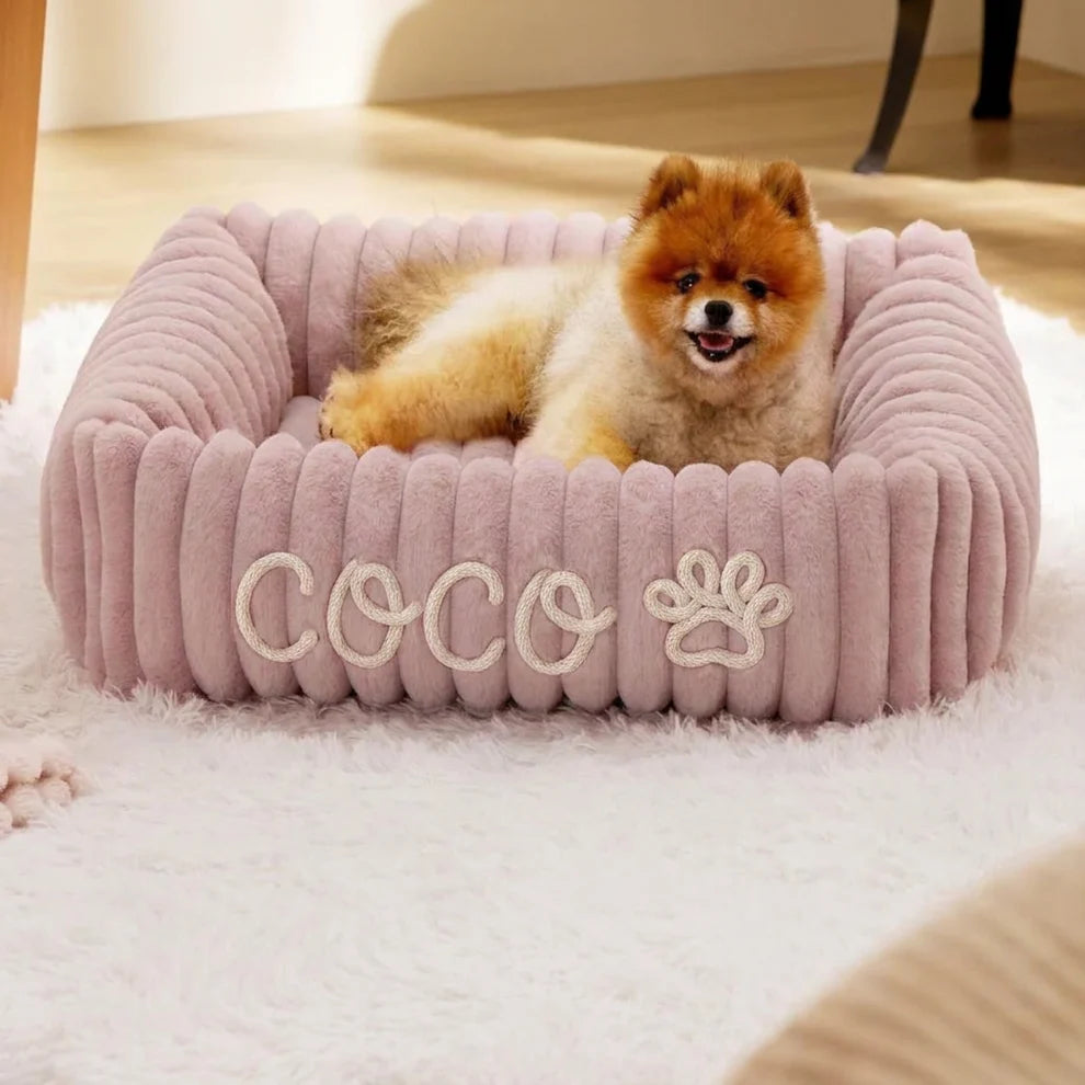 Personalisiertes, flauschiges Wolken-Hundebett mit weicher Umrandung