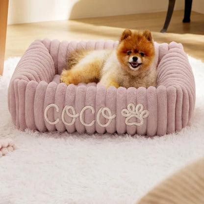 Personalisiertes, flauschiges Wolken-Hundebett mit weicher Umrandung