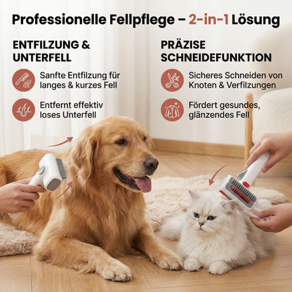 2-in-1 Fellpflege- & Schneidebürste  für Hunde & Katzen – Entfilzungs- & Unterfellkamm für langes & kurzes Fell