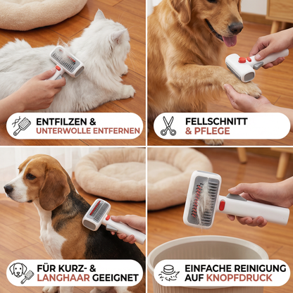 2-in-1 Fellpflege- & Schneidebürste  für Hunde & Katzen – Entfilzungs- & Unterfellkamm für langes & kurzes Fell