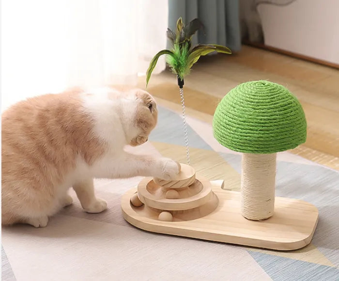 Katzenspielzeug Mit Kratzbaum Und Federn – Interaktive Spielstation Für Katzen