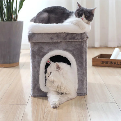Katzenhöhle Mit Liegefläche – Faltbares Katzenbett Mit Kuschelhöhle Und Spielzeug Für Katzen